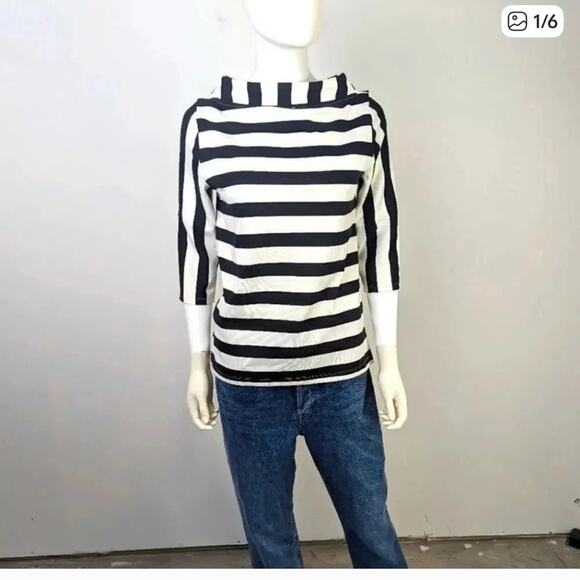 Anthropology Black and White Striped Women's Top - Picture 2 of 9